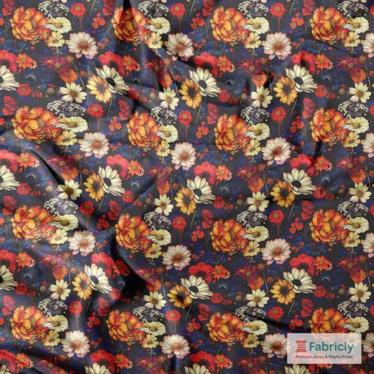Herbstblütenzauber Schwarz Bambusjersey