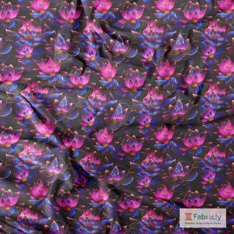 Leuchtende Lotusblüte Schwarz Bambusjersey