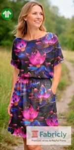 Vibrant Lotus Bloom Black Bambusjersey - Bild 3