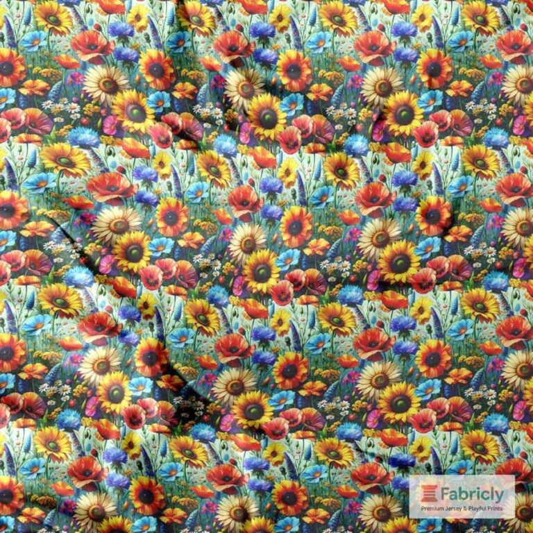 Leuchtende Sommerblüten Grün Bambusjersey