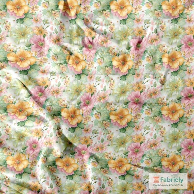 Pastell-Blütenzauber Weiß Bambusjersey