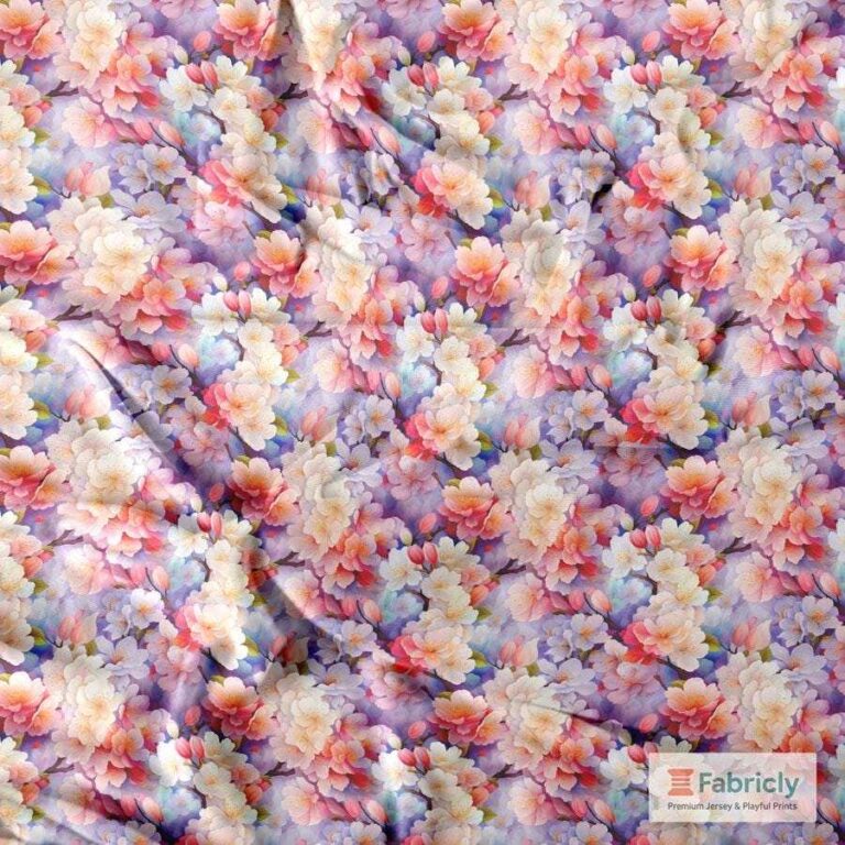 Blüten-Traumwelt Lila Bambusjersey