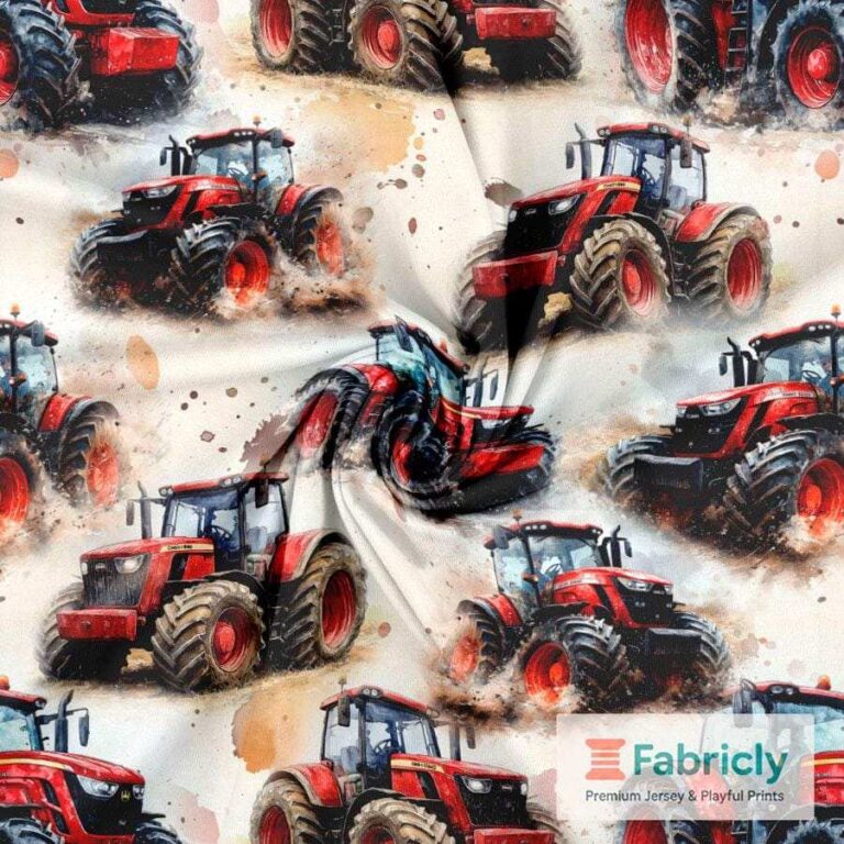 Aquarell-Traktor Rot Baumwolljersey