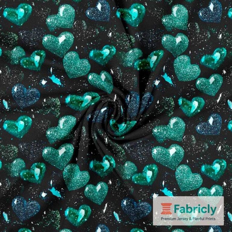 Glitzernde Herzen Schwarz Baumwolljersey
