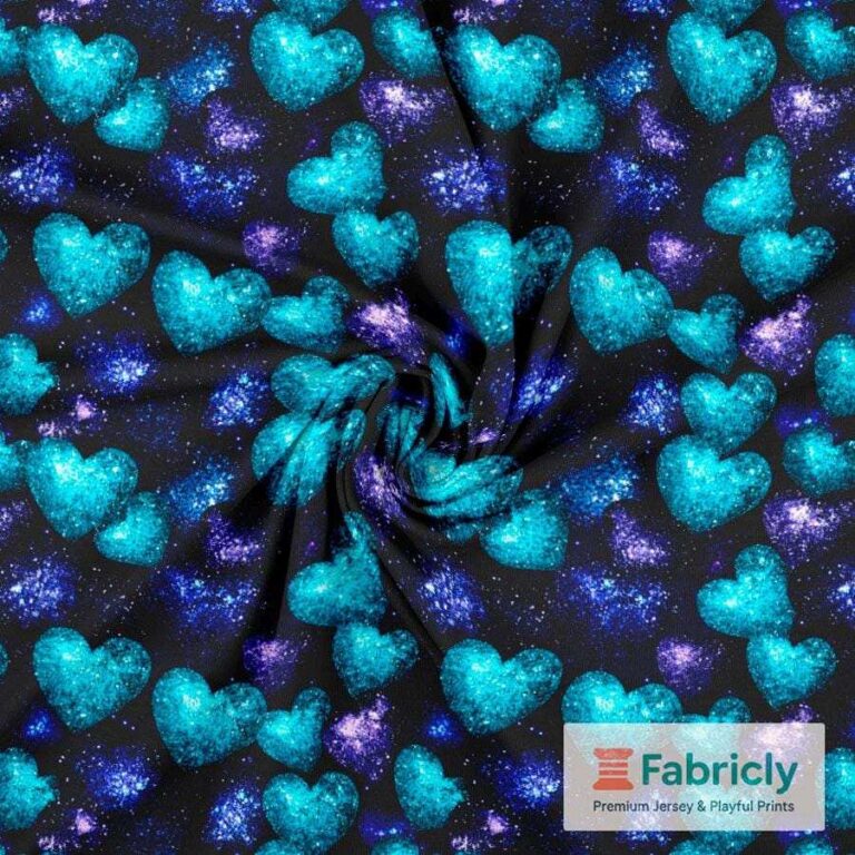 Glitzernder Herzschlag Schwarz Baumwolljersey