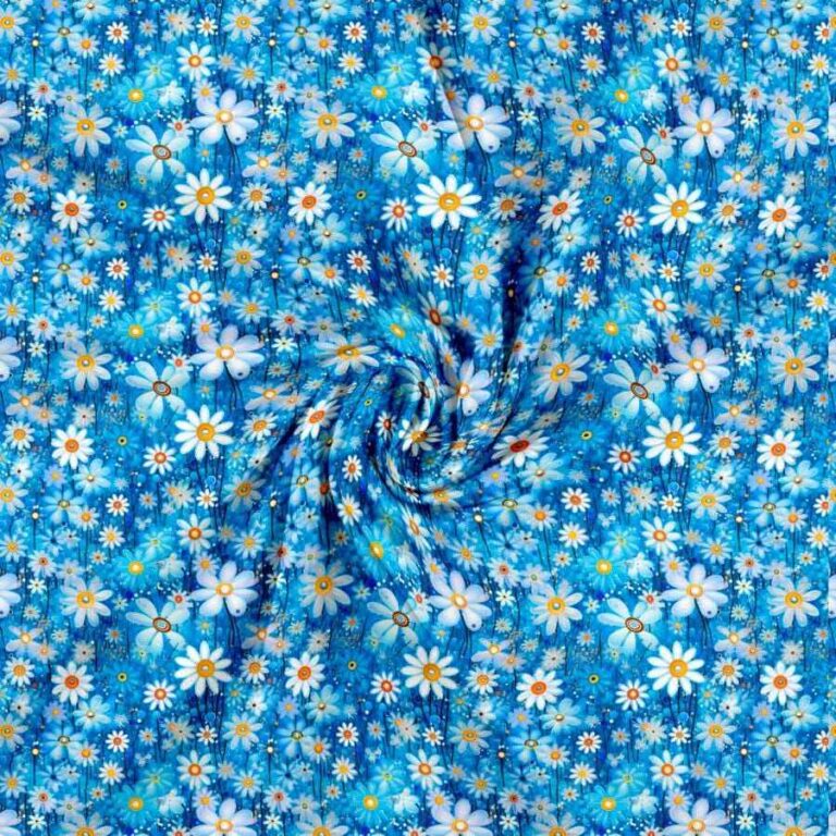 Verspielte Blaublüten Blau Baumwolljersey