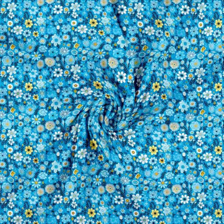 Verspielte Blaublüten Blau Baumwolljersey