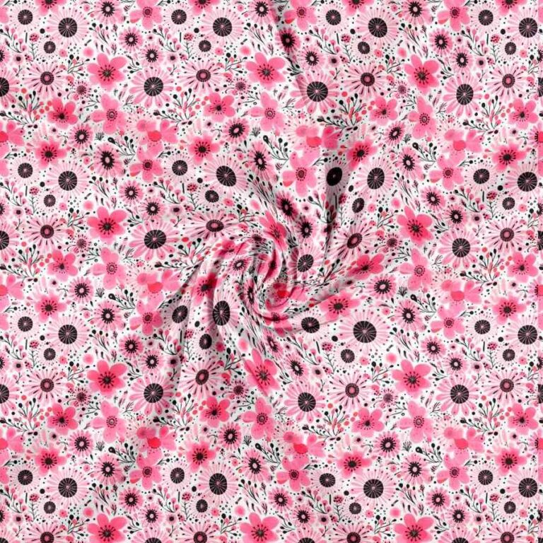 Verspielte Rosablüten Rosa Baumwolljersey