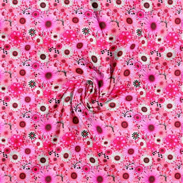 Blütenwirbel Leuchtend Rosa Baumwolljersey