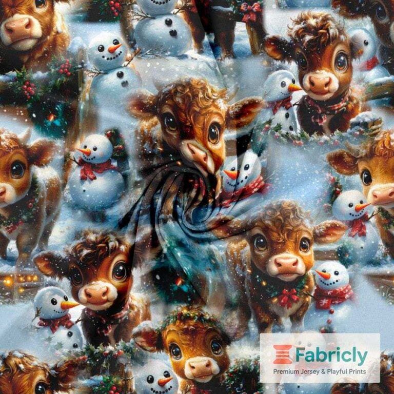 Weihnachtskuh Schwarz Baumwolljersey