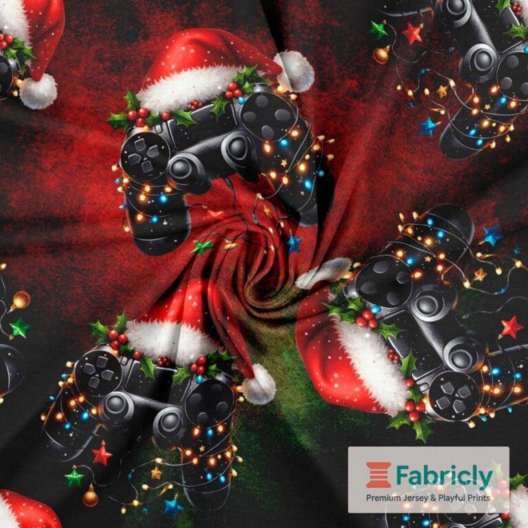Weihnachts-Gaming Schwarz Baumwolljersey