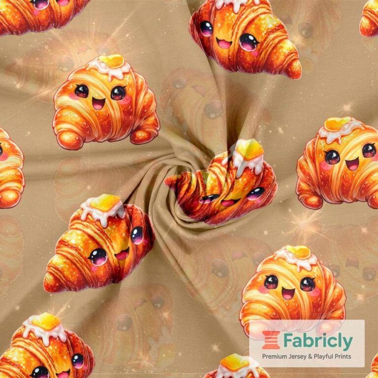 Croissant-Muster Gelb-Rosa Baumwolljersey