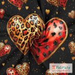 Leopard Hearts Black Baumwolljersey - Bild 1