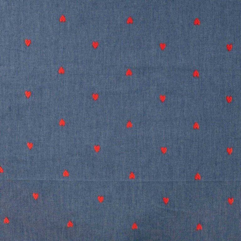 Bestickte Herzen Chambray Baumwolljersey