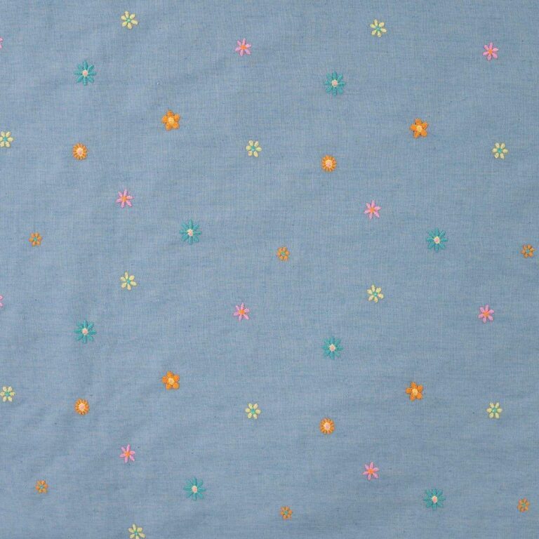 Bestickte Blumen Denim Baumwolljersey