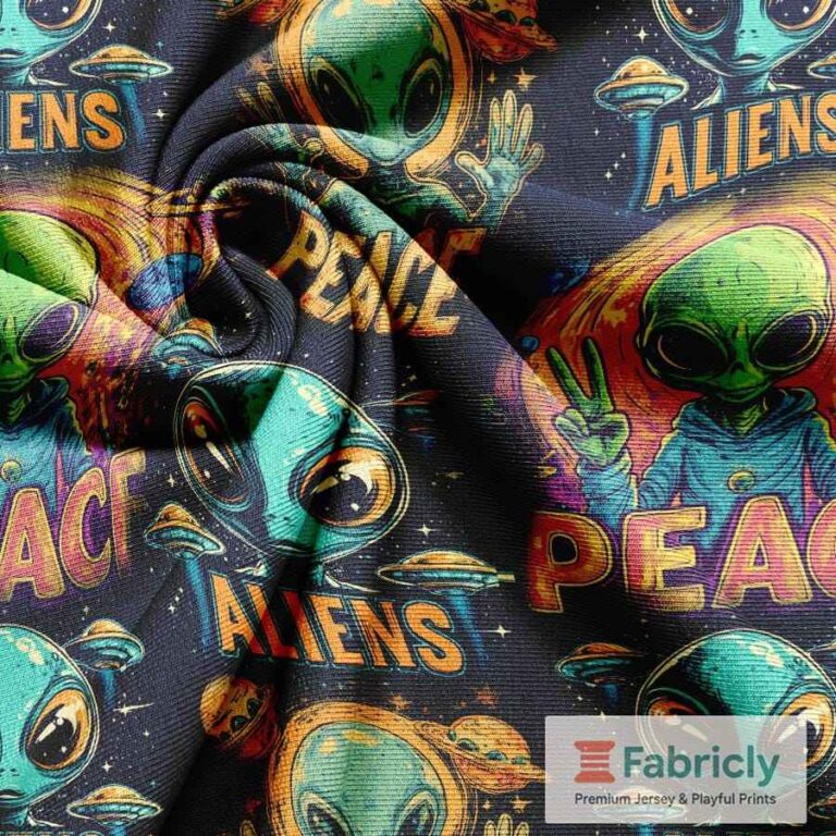 Kosmische Alien-Vibes Schwarz French Terry
