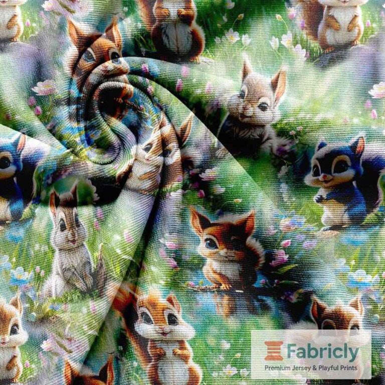 Waldhörnchen Zauberwald Grün French Terry