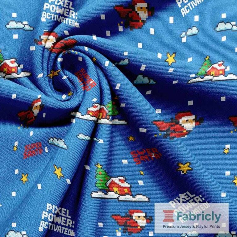 Pixel-Weihnachtszauber Blau French Terry