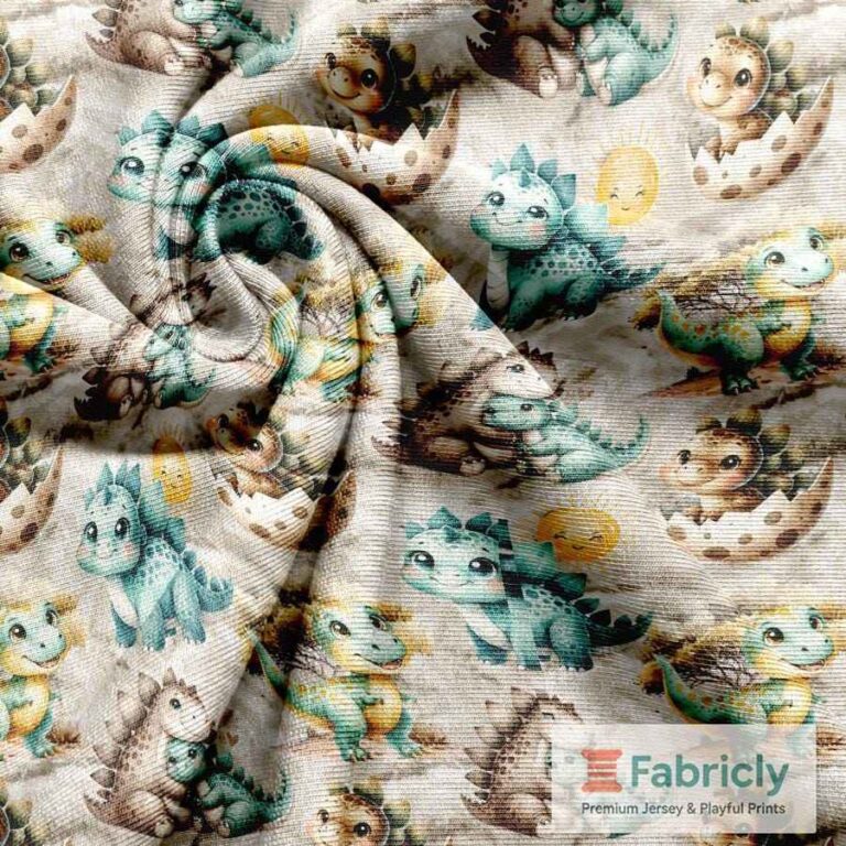 Süße Baby-Dinos Beige French Terry