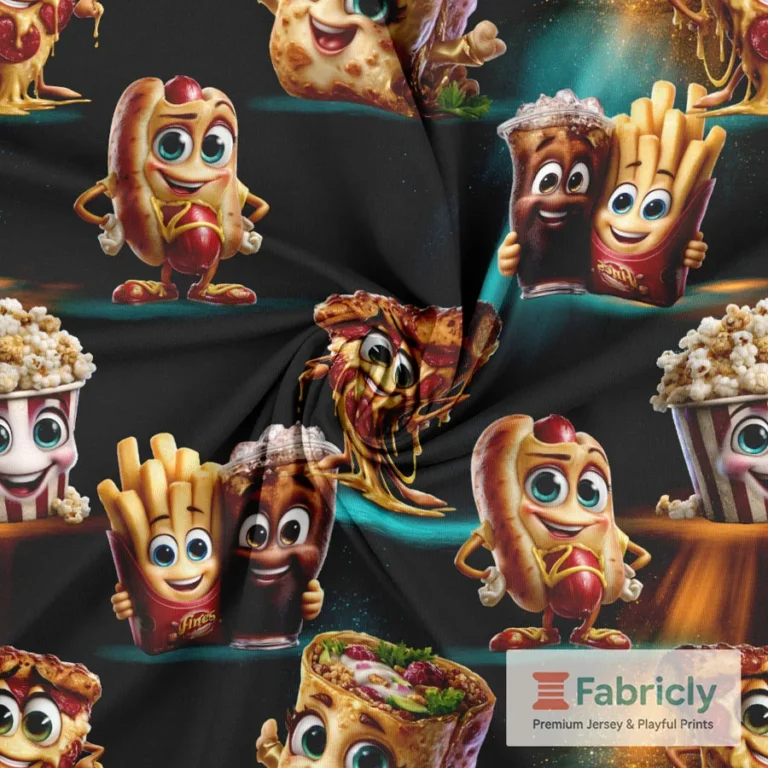 Comic-Fastfood Schwarz Baumwolljersey