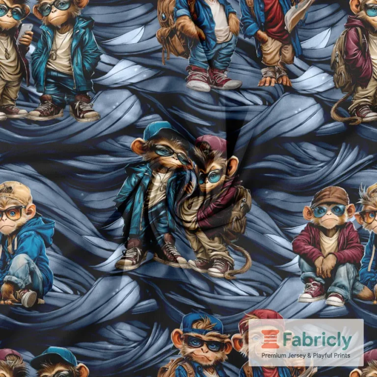Hip-Hop Affen Blau Baumwolljersey