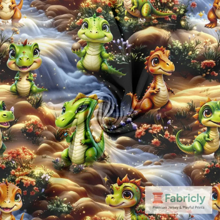 Baby-Dinos am Wasserfallgarten Baumwolljersey