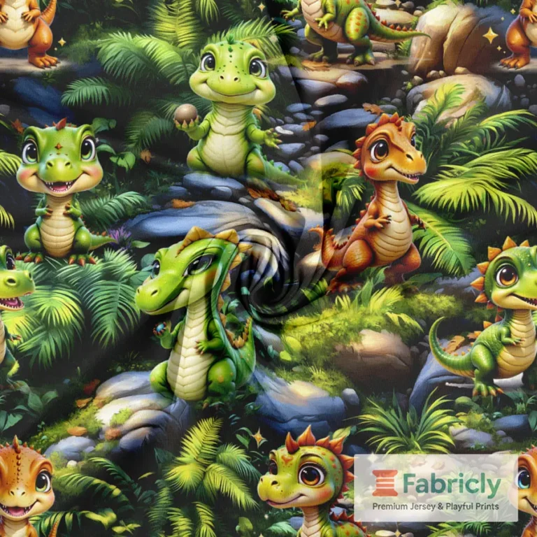 Baby-Dinos im Dschungel Baumwolljersey