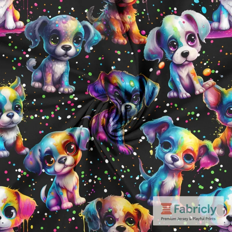 Neon-Regenbogenwelpen Schwarz Baumwolljersey