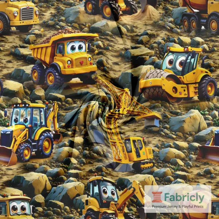 Comic-Baumaschinen Felsbrocken Baumwolljersey
