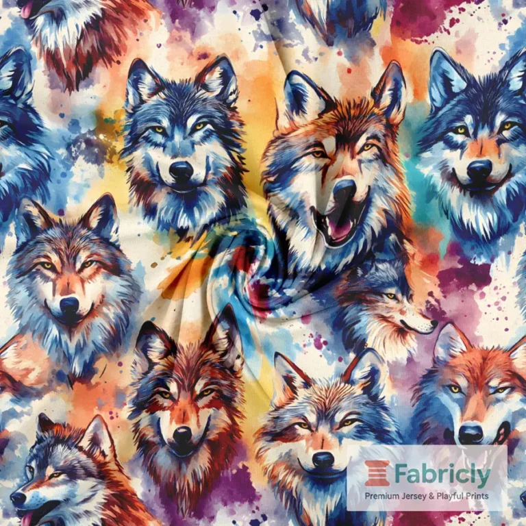 Regenbogen-Wolfporträts Splash Baumwolljersey