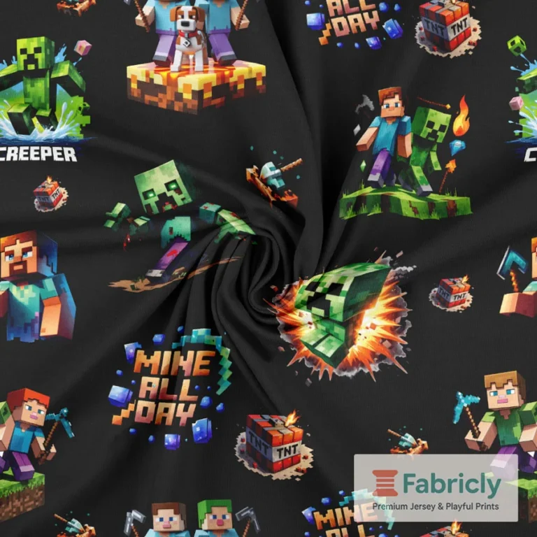 Pixelblock-Welt Figuren Dunkel Baumwolljersey