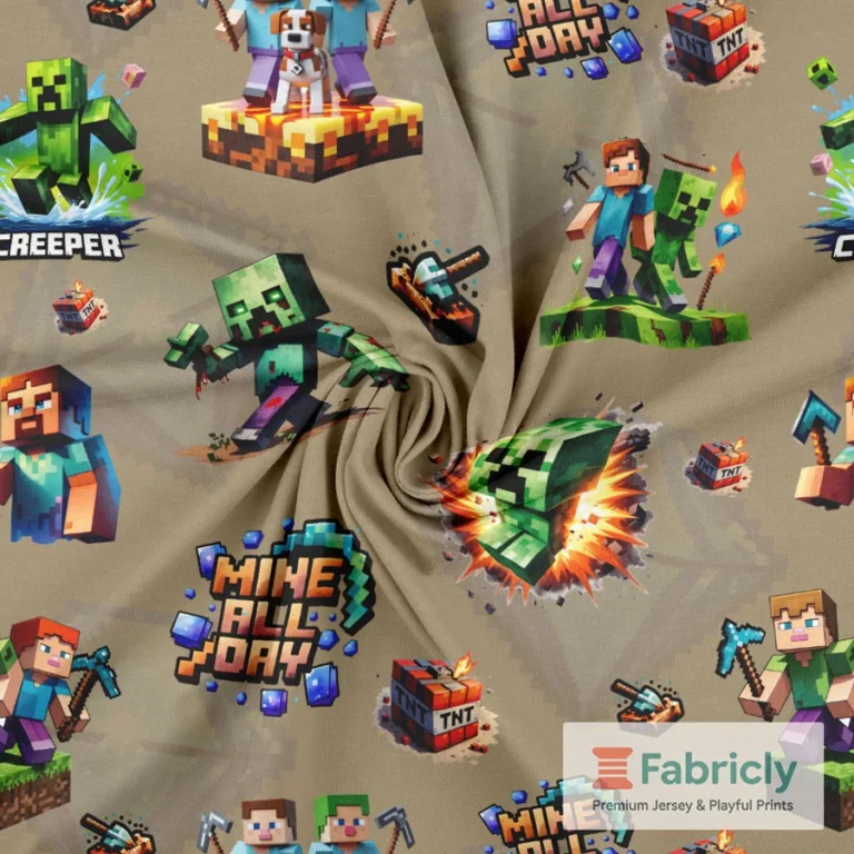 Pixel-Mining Dunkelgrün Baumwolljersey