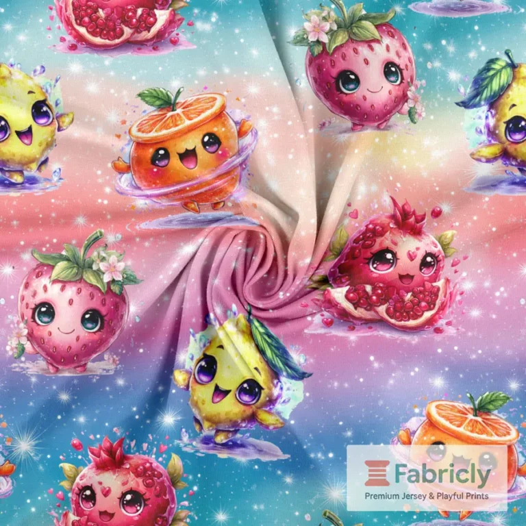 Kawaii Früchte Pastell-Regenbogen Baumwolljersey