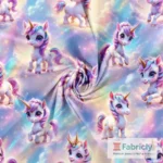 Leuchtende Baby-Einhörner Wolke Baumwolljersey - Stoffbild