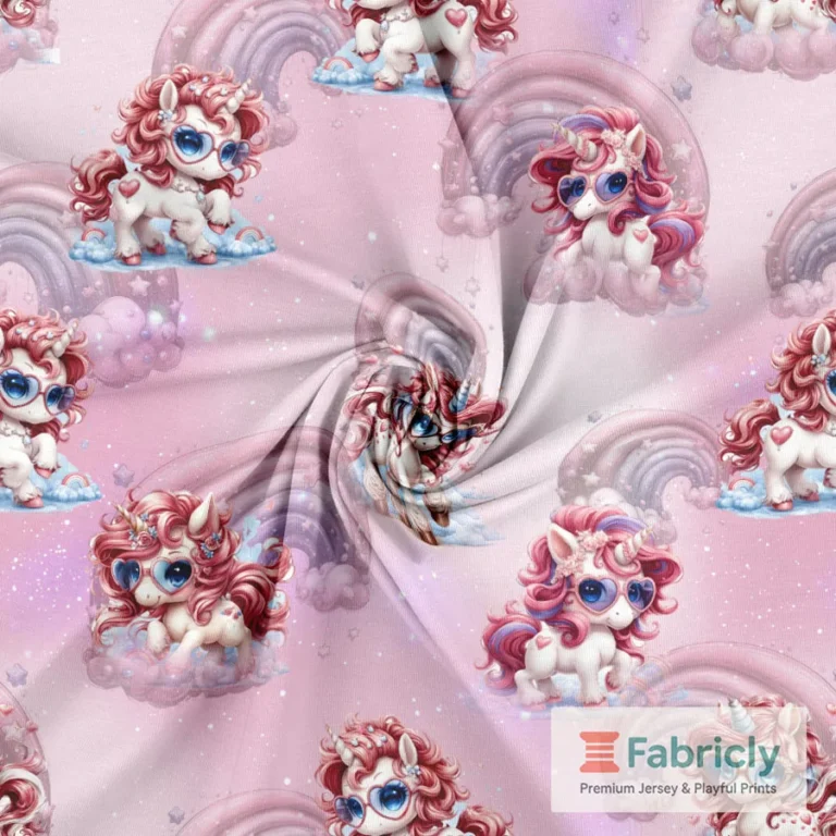 Freche Einhörner Regenbogen-Pink Baumwolljersey