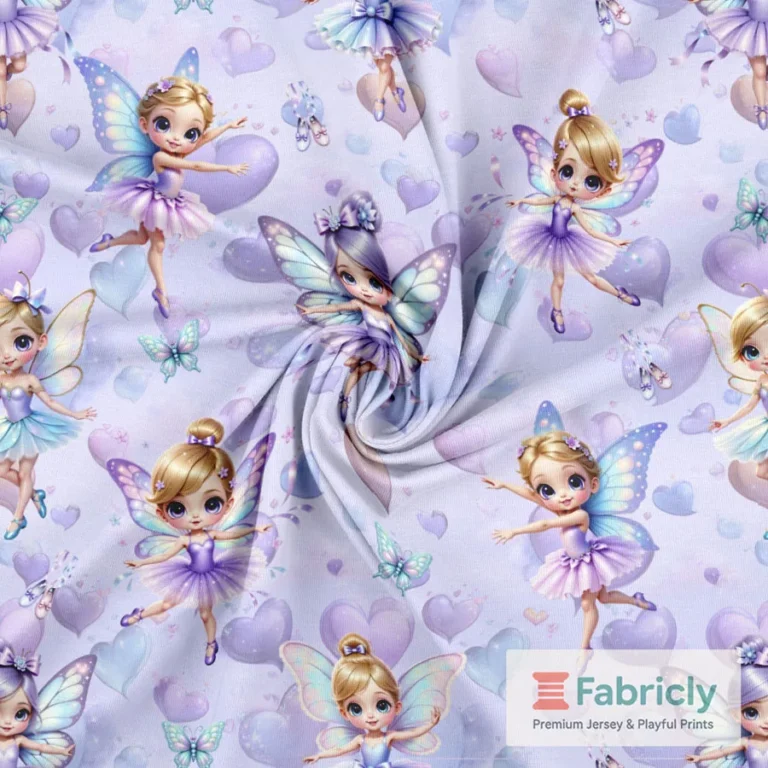 Feen-Ballerina Herz Flieder Baumwolljersey