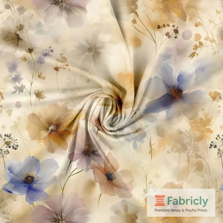 Zarte Aquarellblüten Baumwolljersey