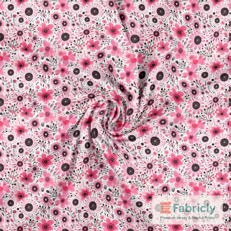 Florale Kritzeleien Rosa Baumwolljersey