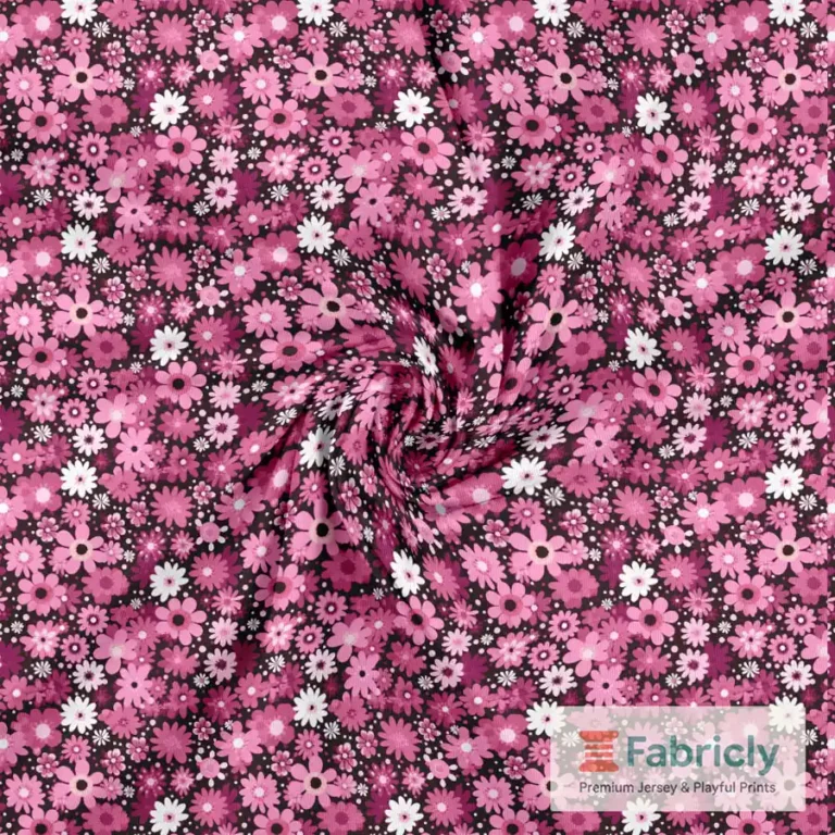 Kritzelblüten Pink Baumwolljersey