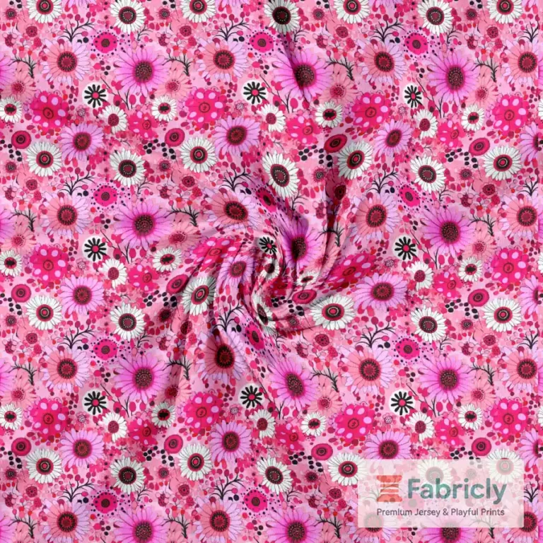 Kritzelblumen Rosa Baumwolljersey