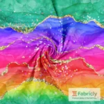 Regenbogen mit Goldschimmer Baumwolljersey - Stoffbild