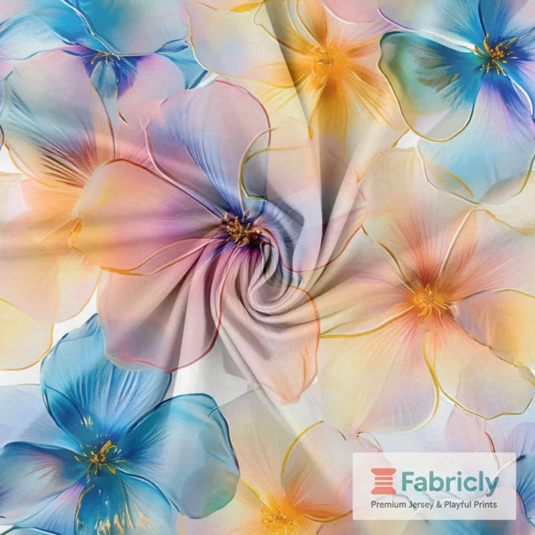 Transparente Pastellblumen Baumwolljersey