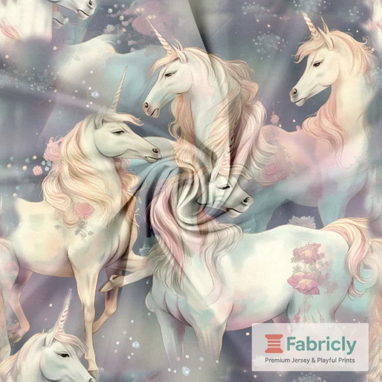 Regenbogen-Einhorn Grün Baumwolljersey