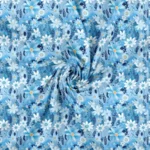 Meeresbrise Blüten Blau Baumwolljersey - Stoffbild