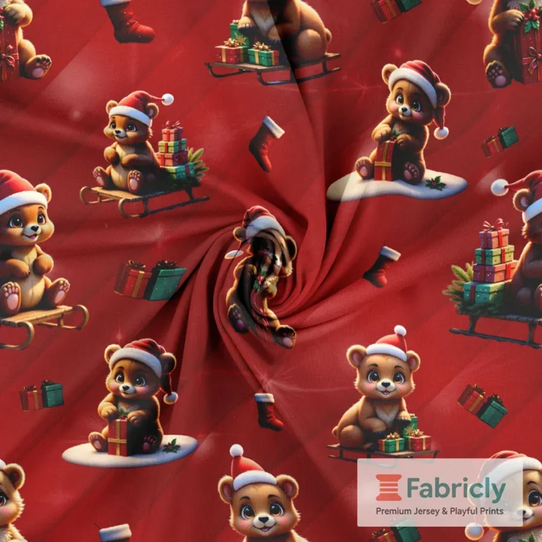 Weihnachtsbären Blau Baumwolljersey