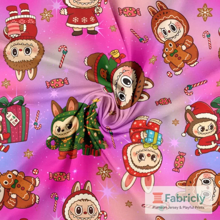 Weihnachts-Labubu Schwarz Baumwolljersey