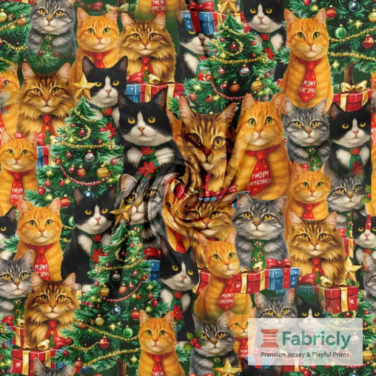 Weihnachtskatzen Baumwolljersey