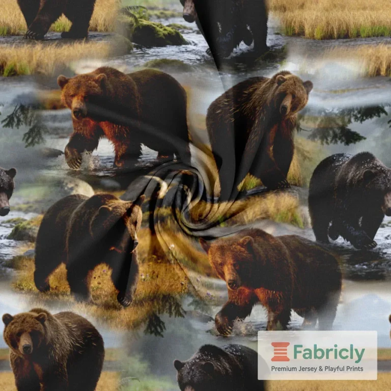 Flussbären in der Wildnis Grau Baumwolljersey