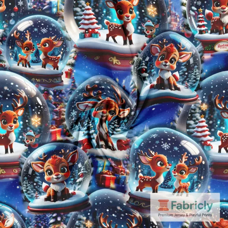 Festliche Rentiermagie Blau Baumwolljersey