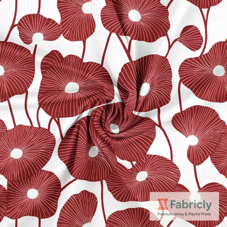 Grafischer Mohn Rot Baumwolljersey